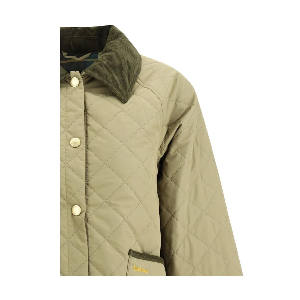 Barbour Gewatteerd Jack met Ribfluwelen Kraag Green Dames