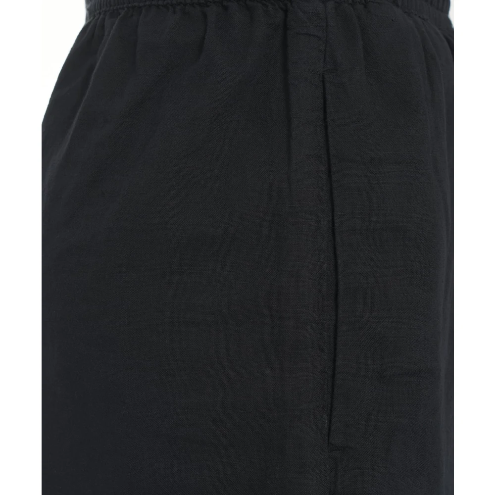 Thom Krom Zwarte Linnen Broek Elastische Taille Black Dames