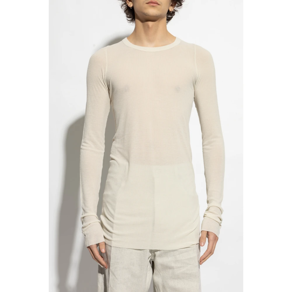 Rick Owens Geribbelde T-shirt Rib Beige Heren