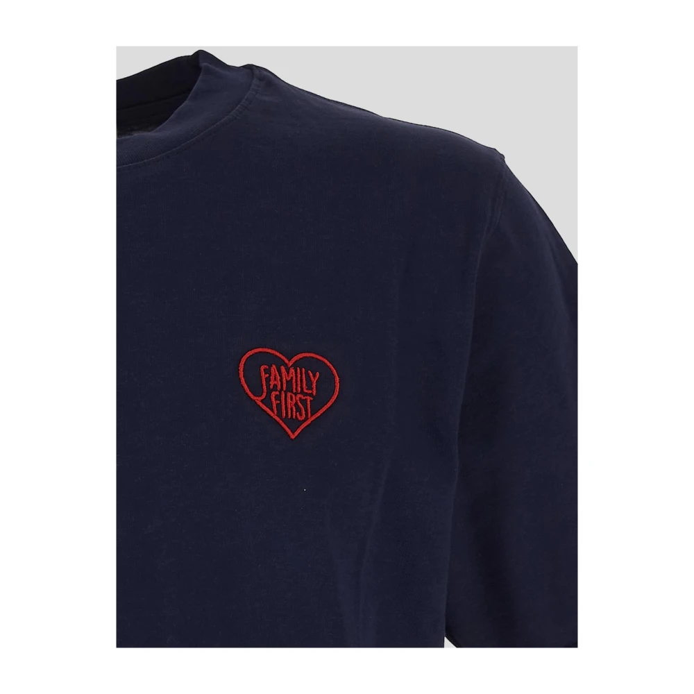 Family First Hart Katoenen T-shirt Blue Heren