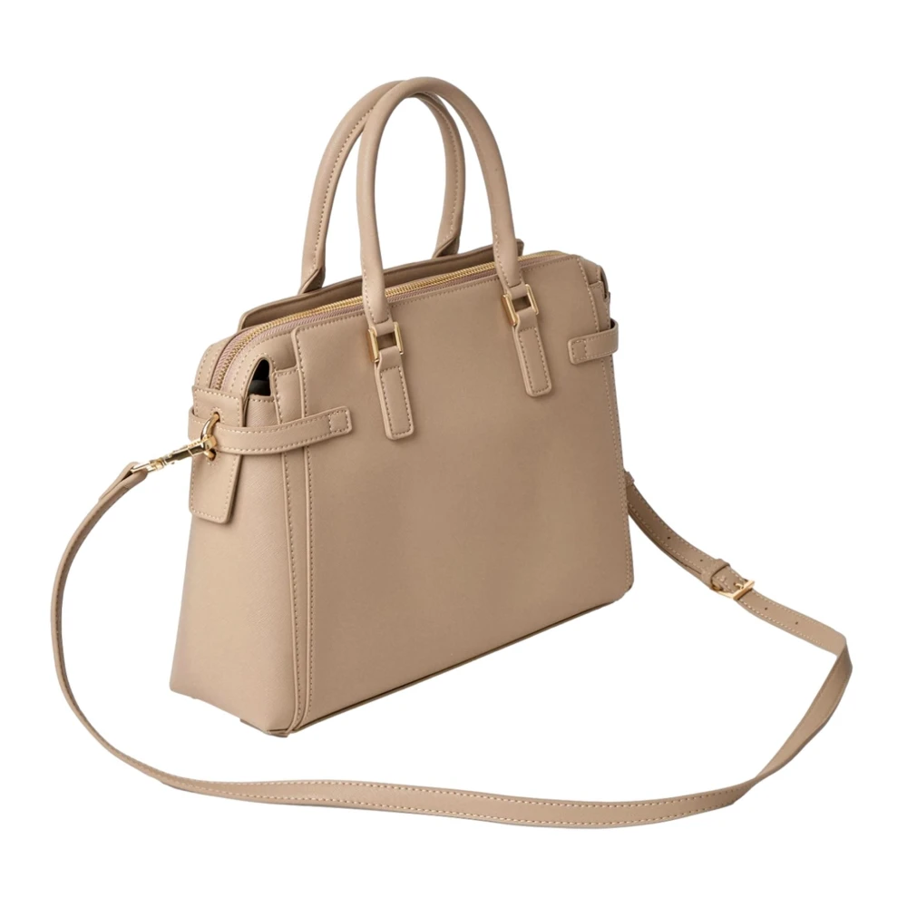 Gaëlle Paris Maxi Schouderband in Kameel Faux Leer Beige Dames