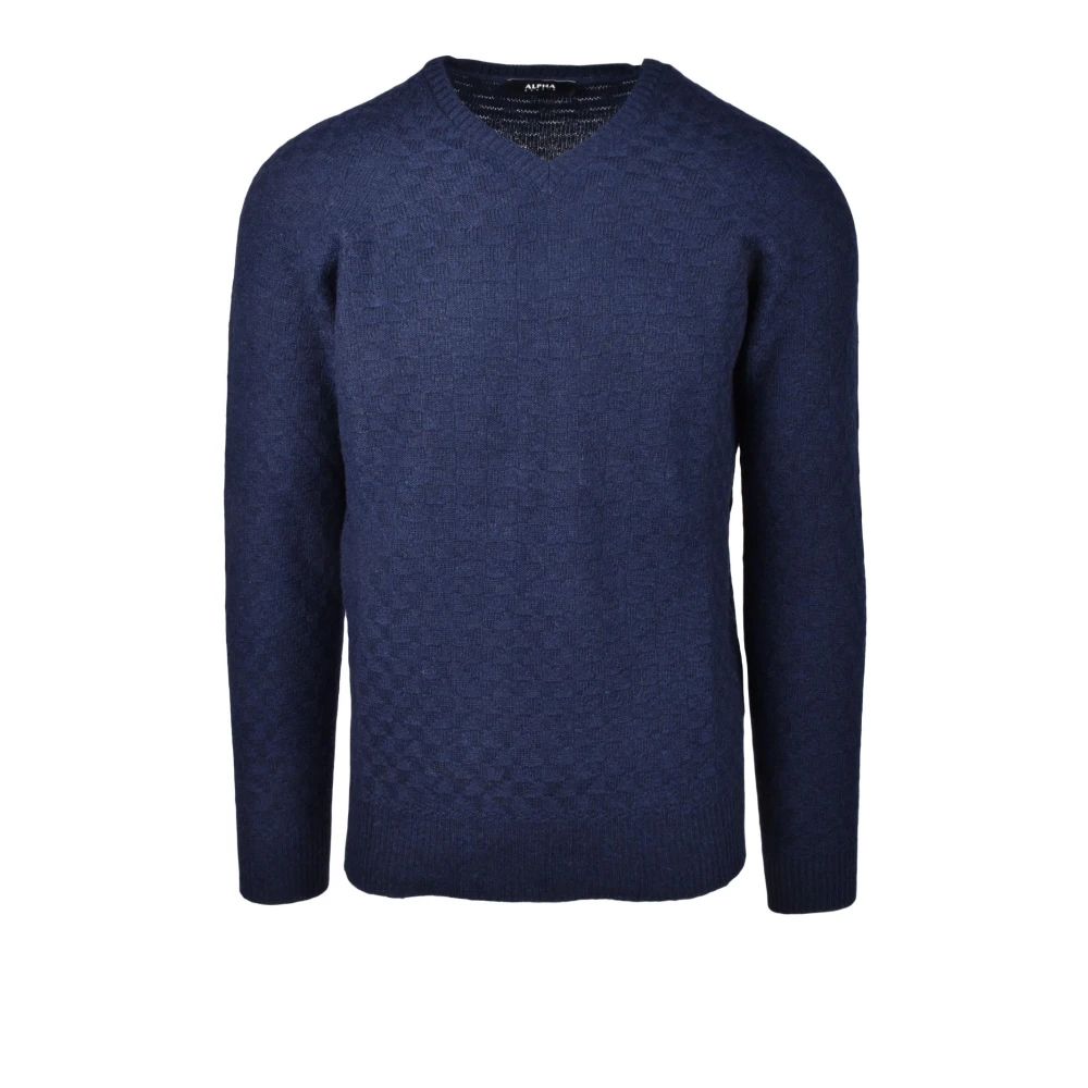 Alpha Studio Zachte Gebreide Trui Mix Blue Heren