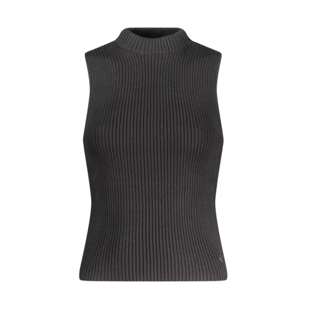 Guess Women's Black Sleeveless Tops, S, Cotton Tank Top With Wide Straps