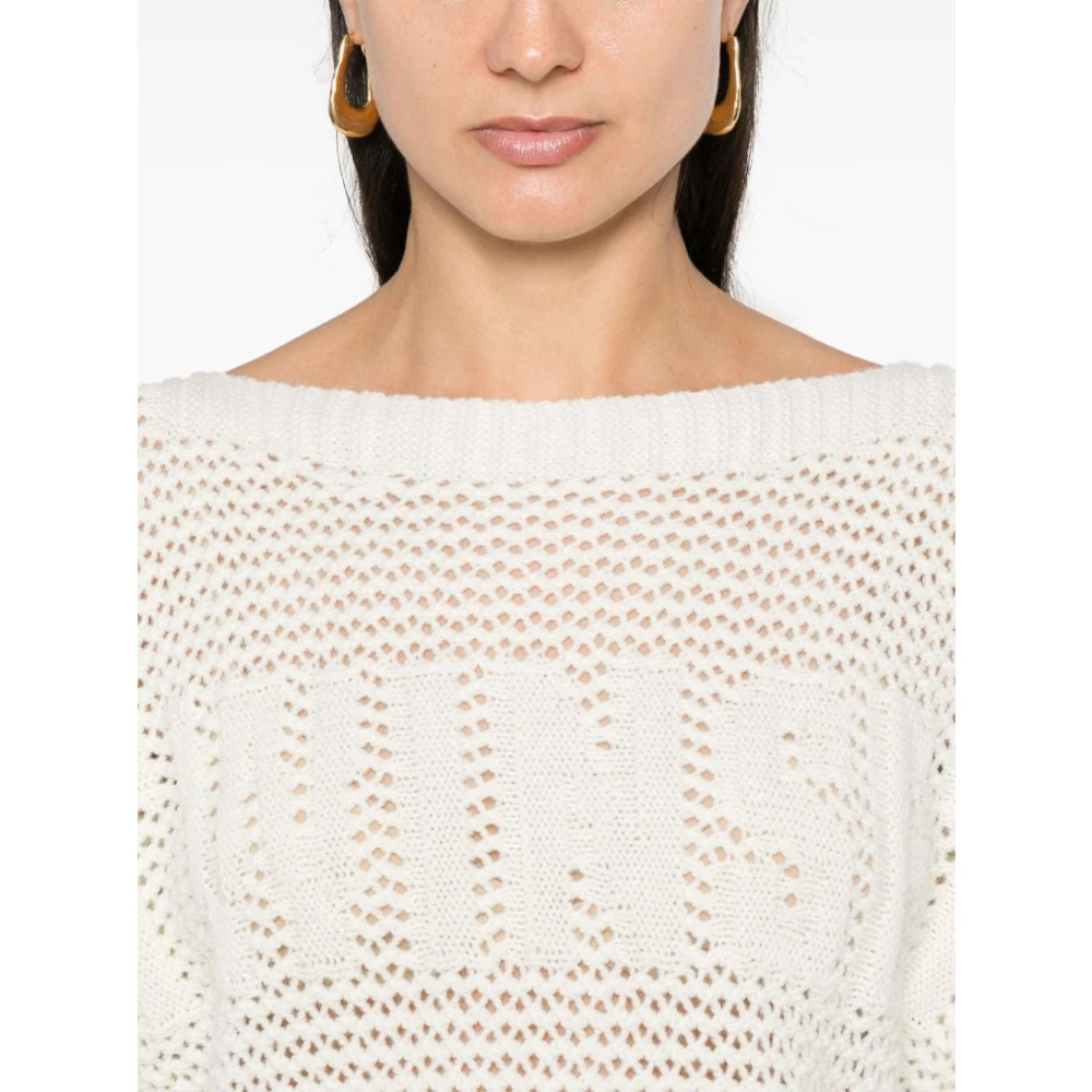Twinset Witte Wollen Blend Gebreide Trui White Dames