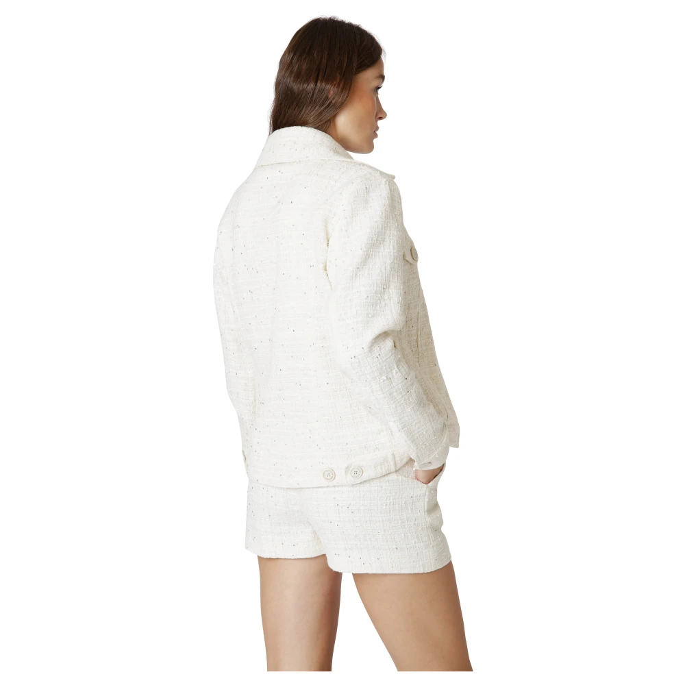 Eleventy Paillet Franse Kraag Jas Beige Dames