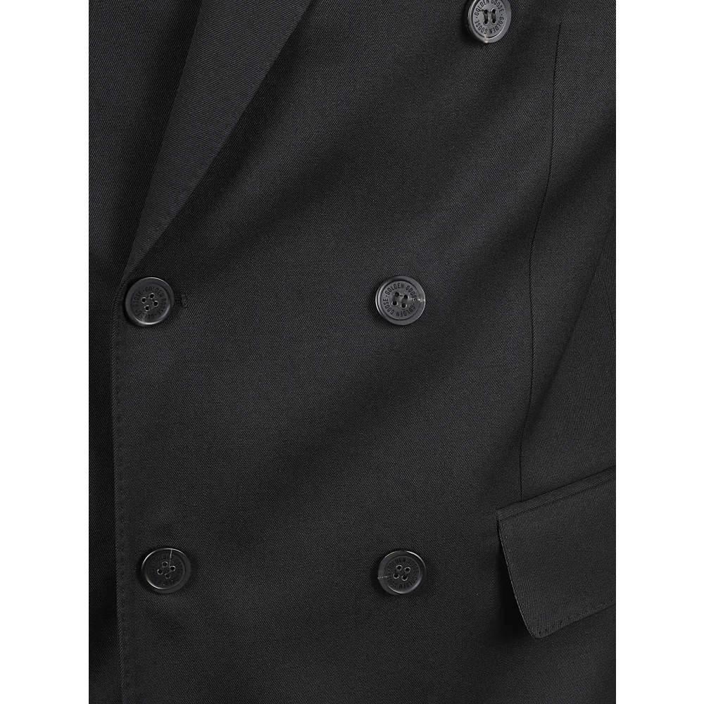 Golden Goose Double Breasted Blazer Wool Gabardine Black Heren