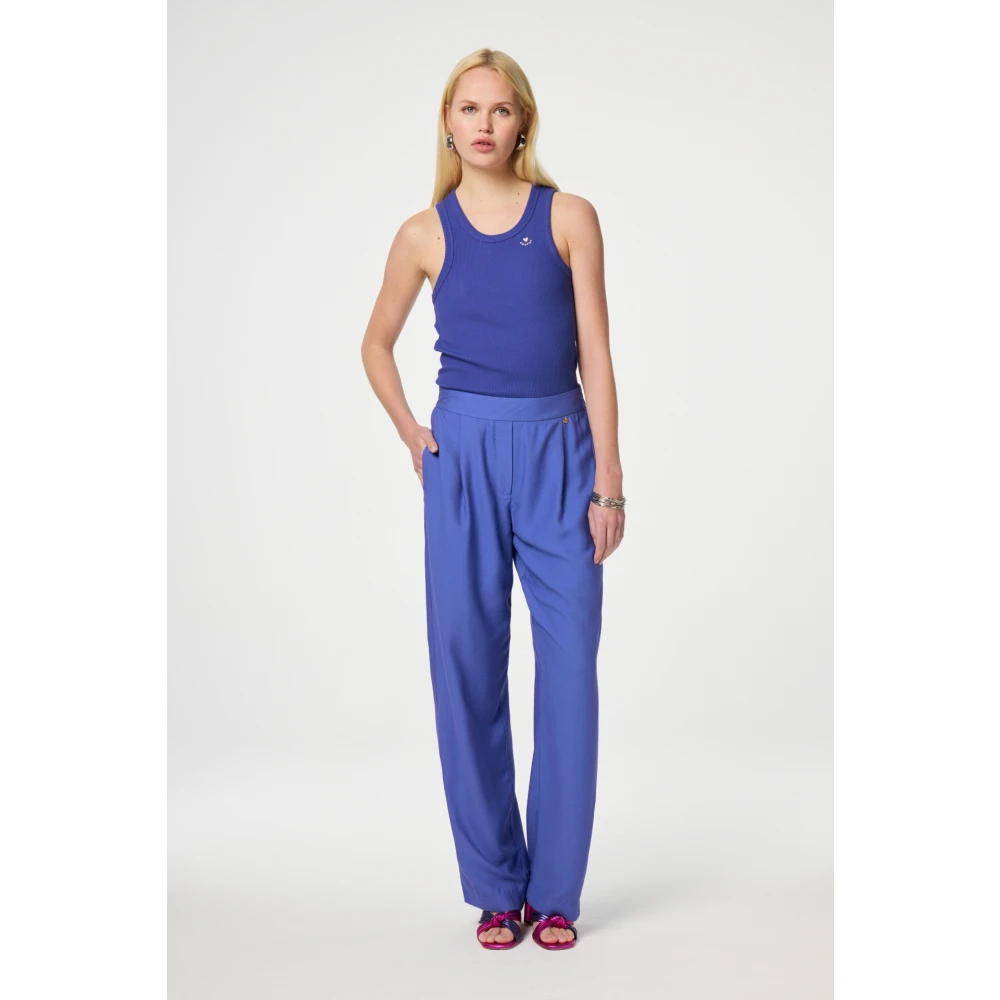 Fabienne Chapot Donkerblauwe Straight Fit Broek Blue Dames