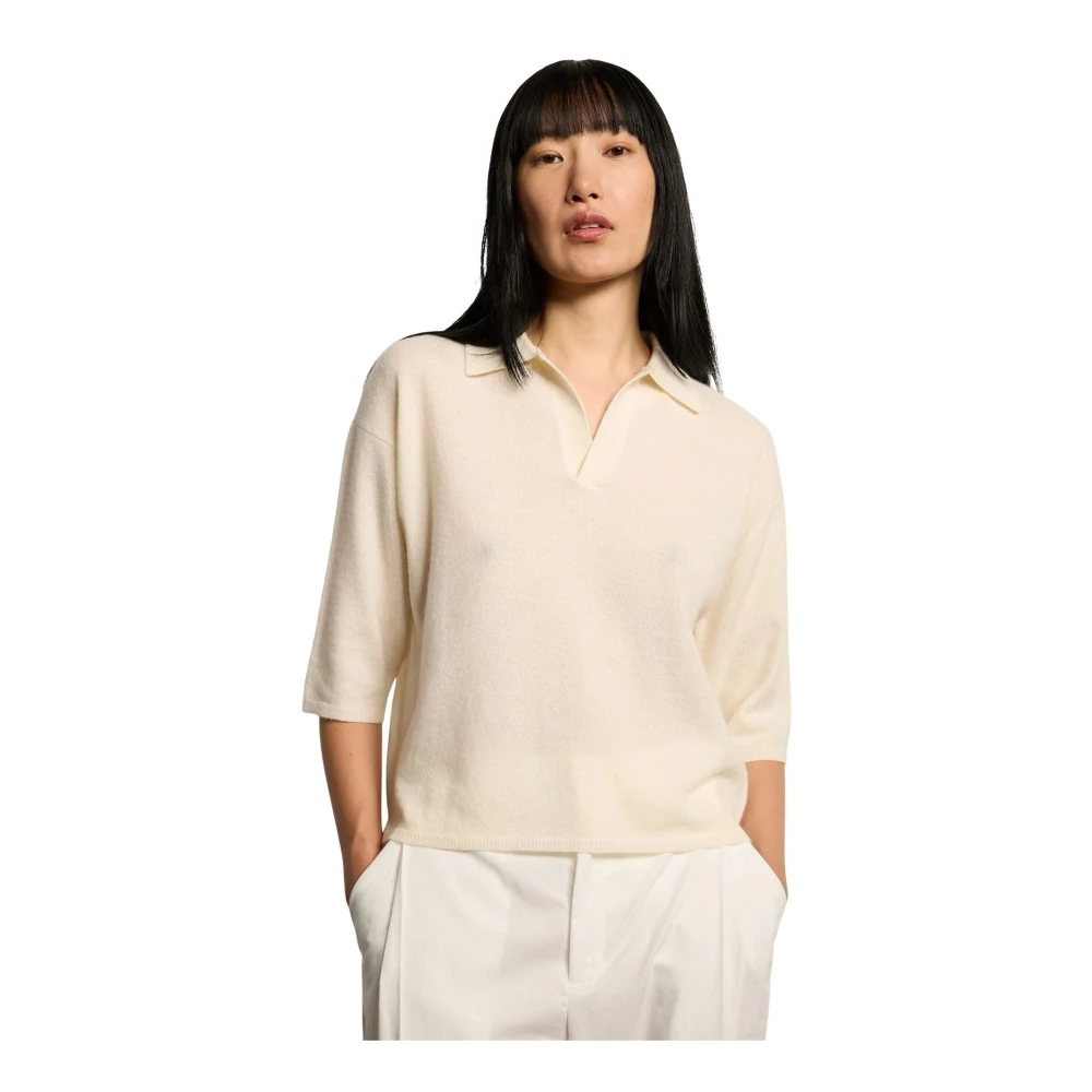 Kiefermann Women's Beige Cashmere Knitwear, M, Alsunia Cashmere Polo Shirt