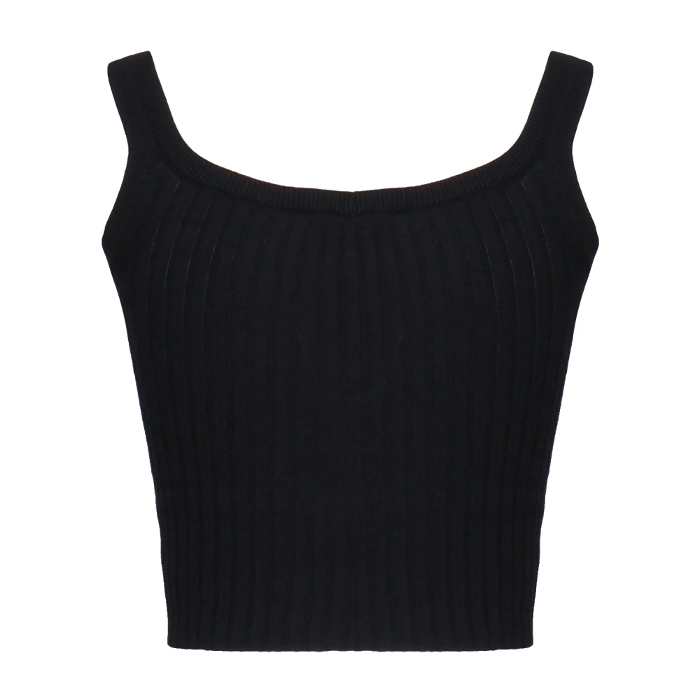 SPORTMAX Zwarte Papilla Top Ronde Kraag Black Dames
