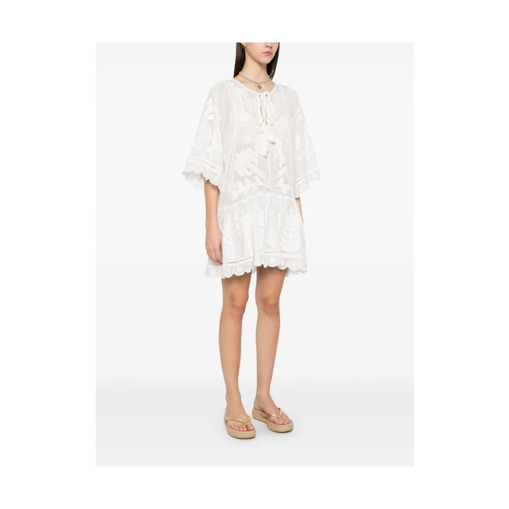 Farm Rio Witte Voorkant Strik Ruched Jurk White Dames