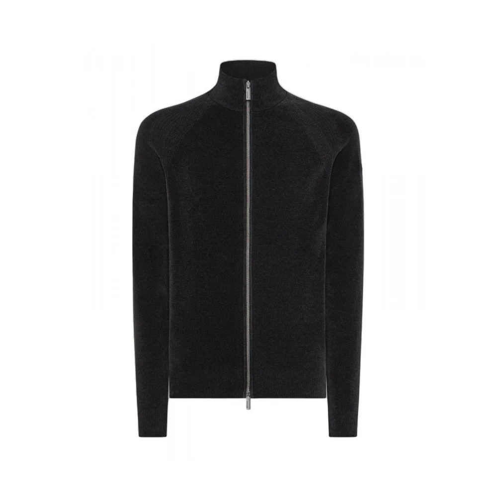 RRD Hoge Hals Velvet Full Zip Sweater Black Heren