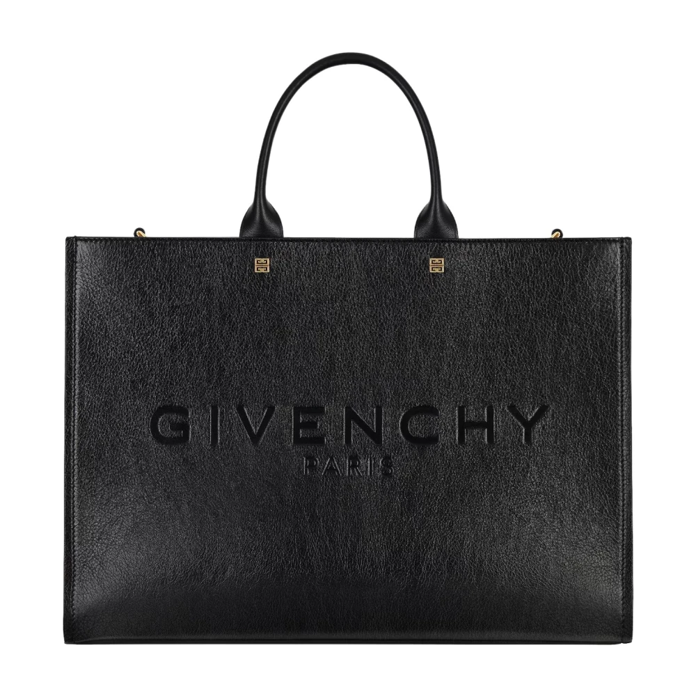 Givenchy Zwarte Leren Tote Tas met 4G Details Black Dames