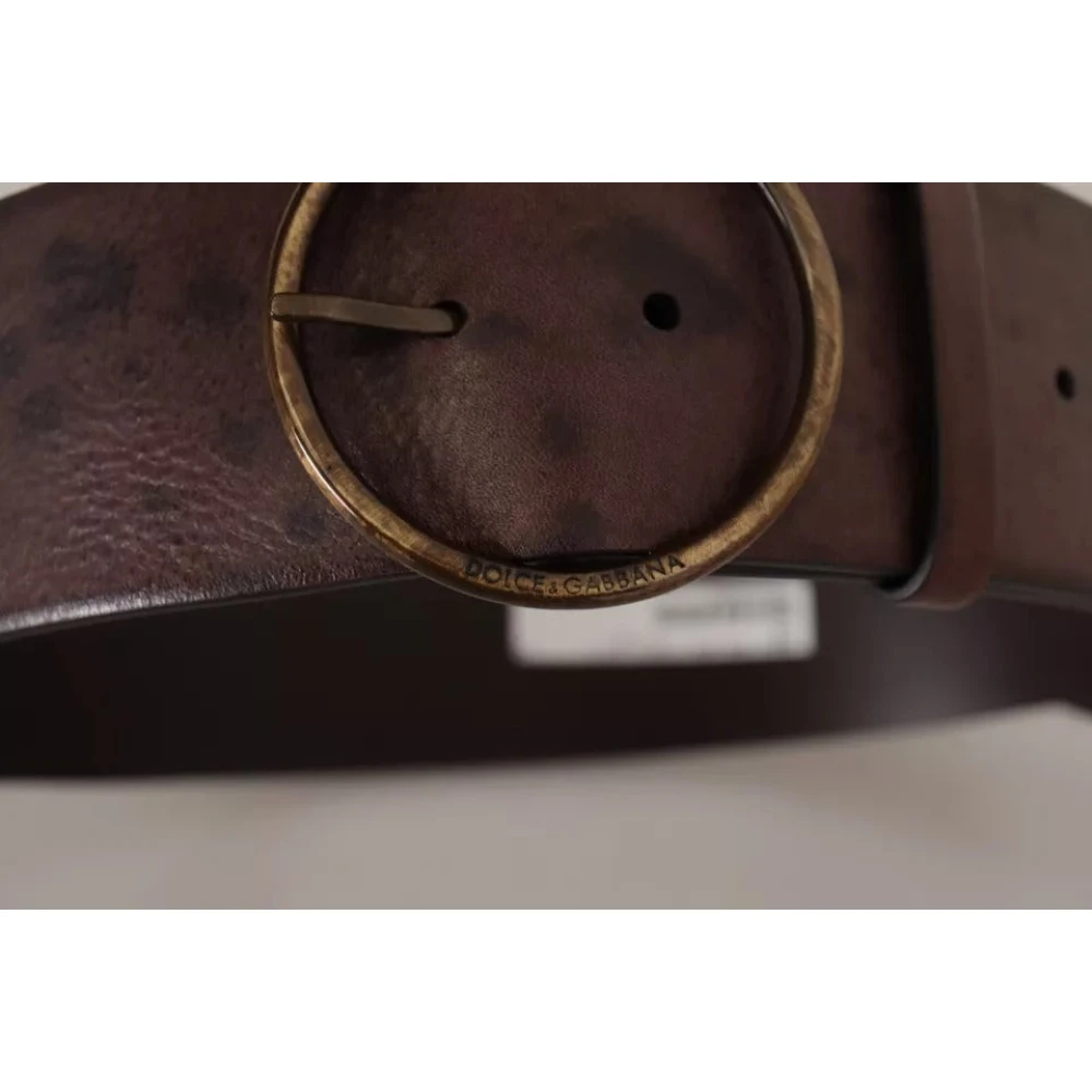 Dolce & Gabbana Luxe Leren Logo Riem met Ronde Gesp Brown Dames