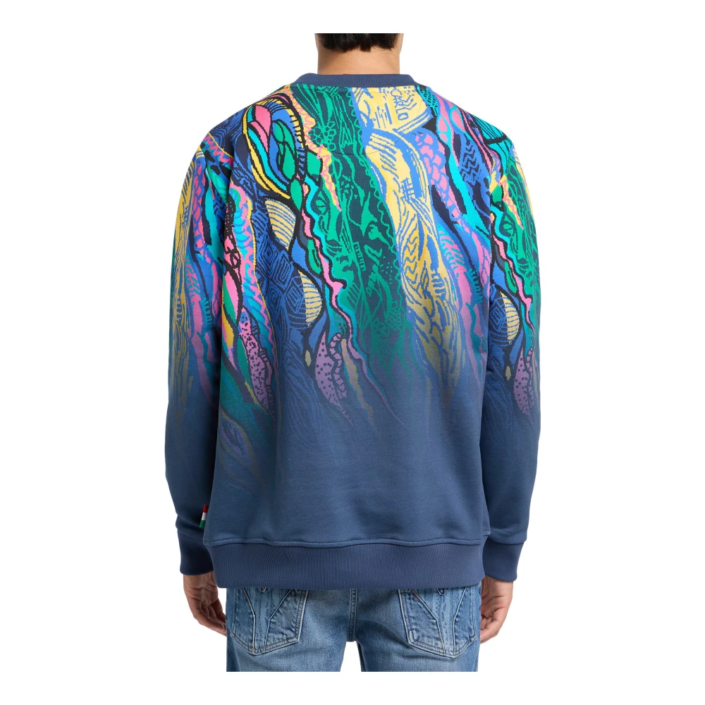 carlo colucci Kleurrijke Sweater Heren Donkerblauw Multicolor Heren