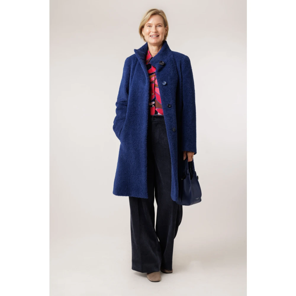 Cinzia Rocca Elegante Wol Alpaca Jas Blue Dames