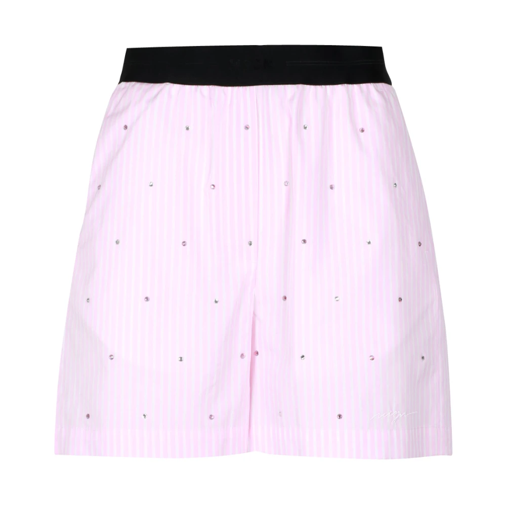 Msgm Roze shorts met hoge taille en strass-steentjes Pink Dames