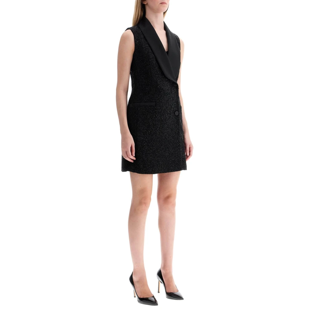 Max Mara Paillet Rookstijl Jurk in Satijn Black Dames