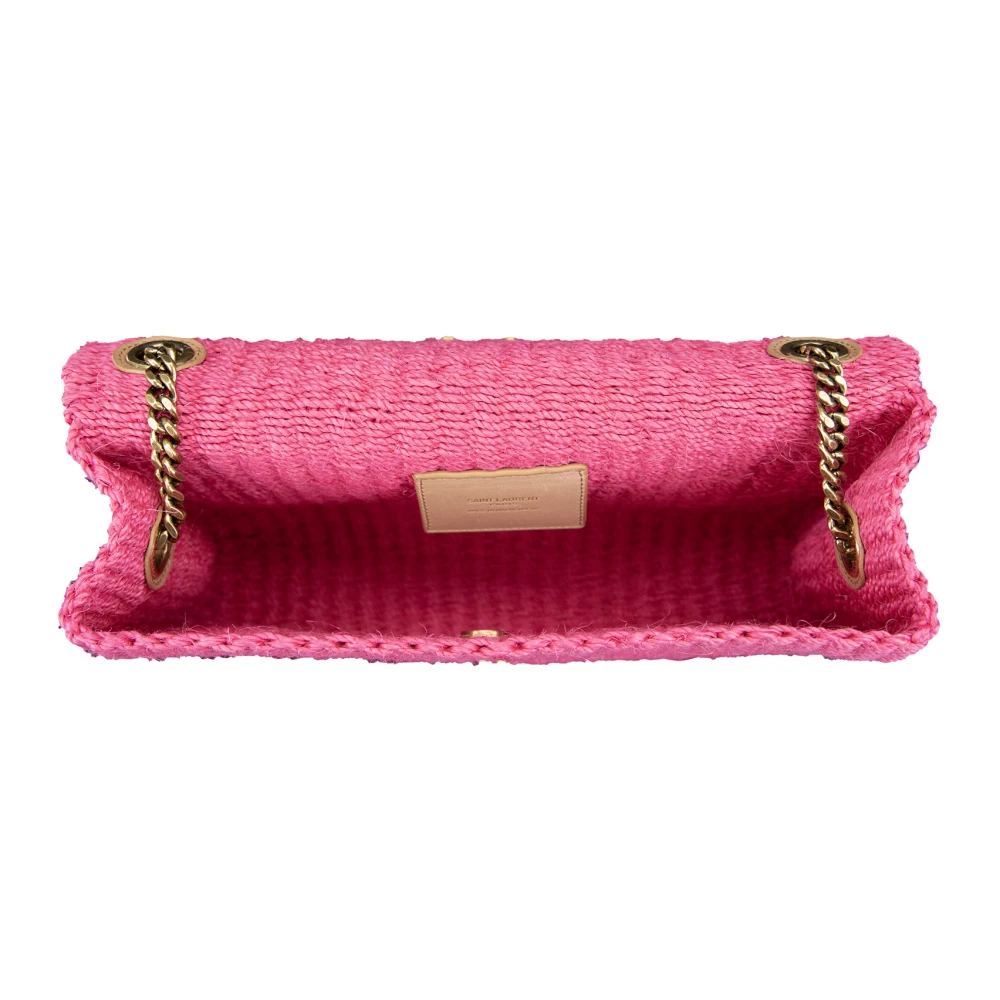 Saint Laurent Natuurlijke Vezel Crossbody Tas Pink Dames