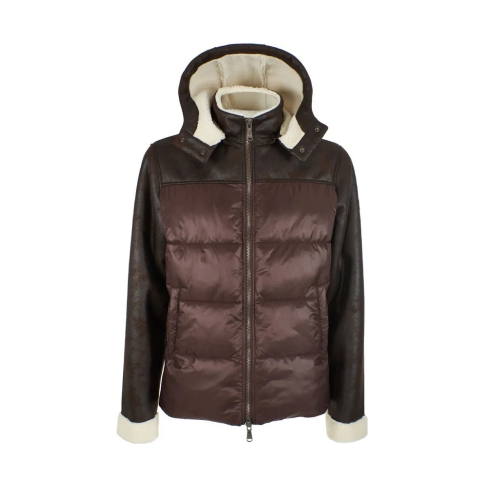 YES ZEE Gewatteerd Eco Shearling Hoodie voor Heren Brown Heren