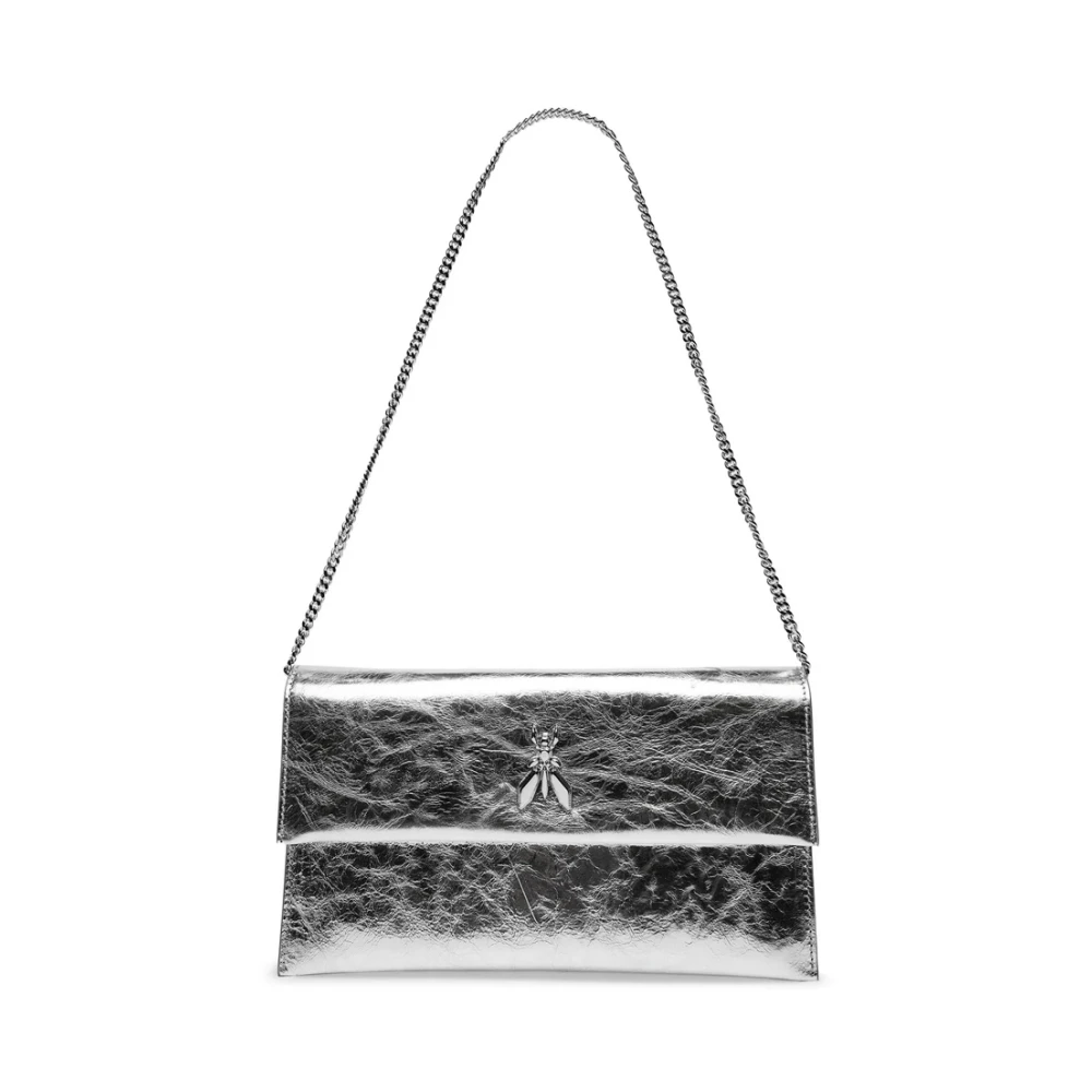PATRIZIA PEPE Zilveren Schoudertas met Metalen Details Gray Dames