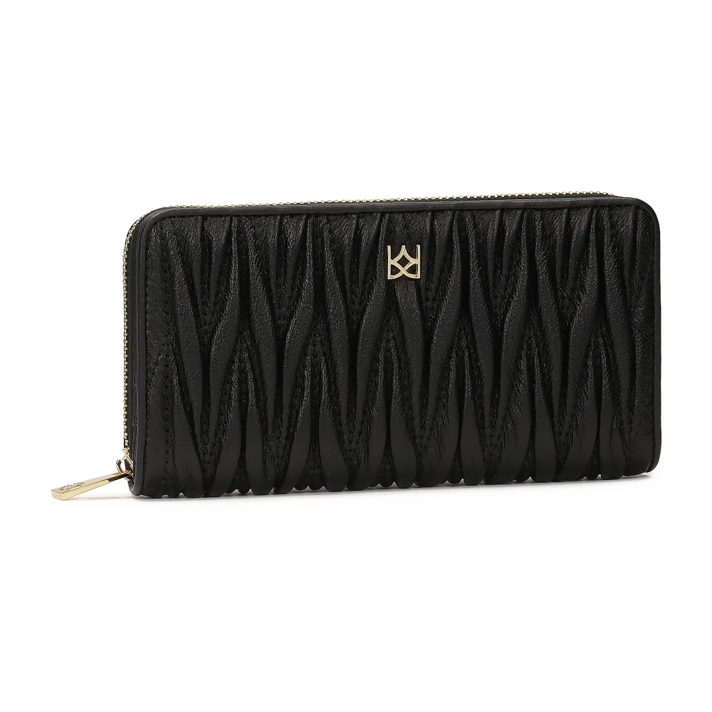 Kazar Grote leren portemonnee met een opvallende vouw Black Dames