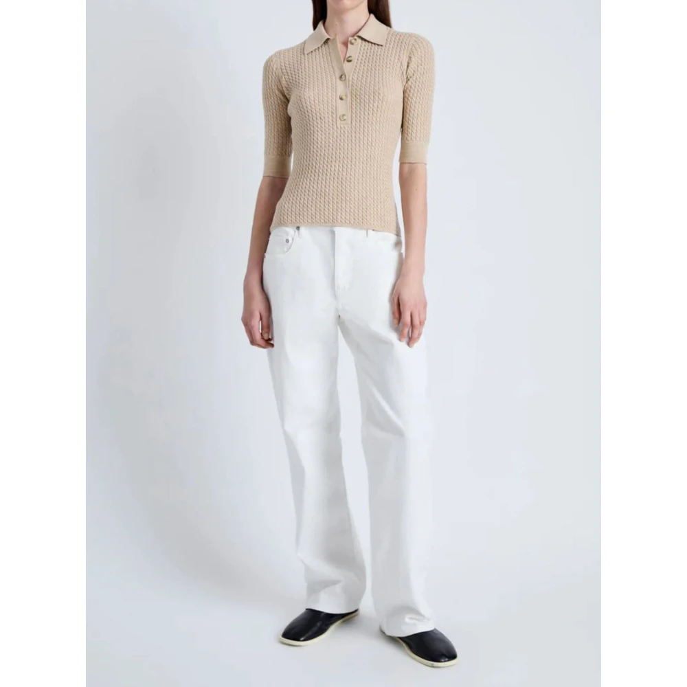 Proenza Schouler Micro Cable Gebreide Polo Beige Dames