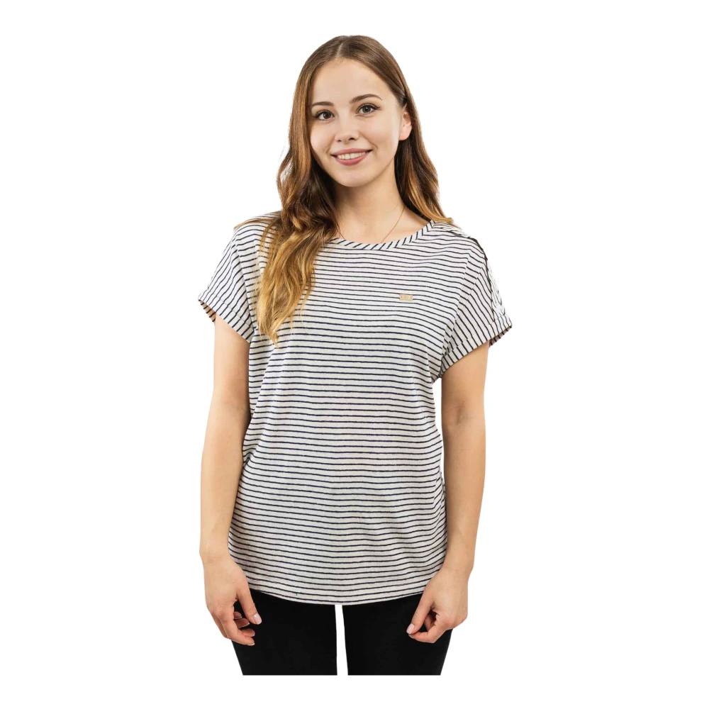 Emporio Armani EA7 Witte Katoenen Dames T-shirt Ronde Hals Blue Dames