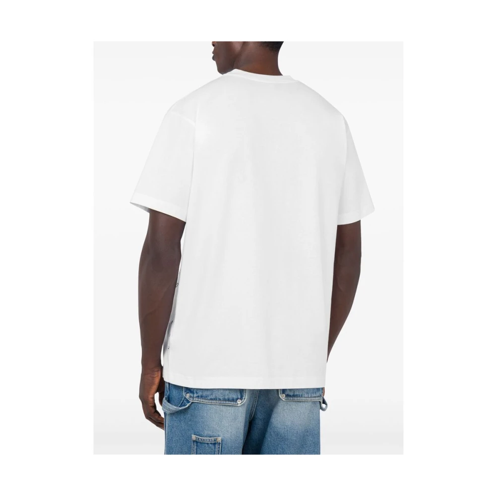 Moschino Wit Slogan Print T-shirt met Ronde Hals White Heren