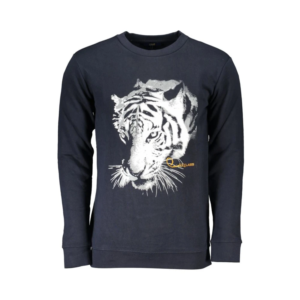 Cavalli Class Blauwe Katoenen Sweatshirt met Print Logo Blue Heren