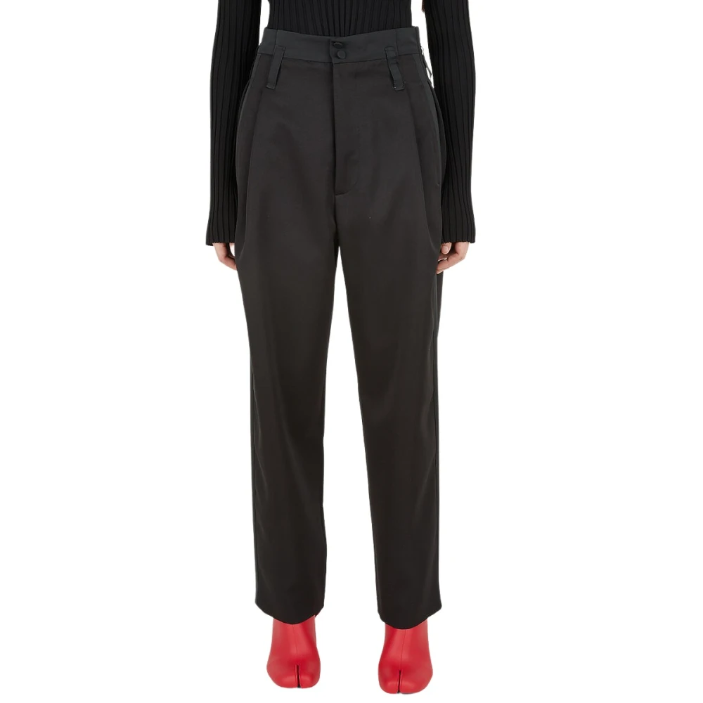 Meryll Rogge Women's Black Wide Trousers, S, Pleated Tuxedo Trousers