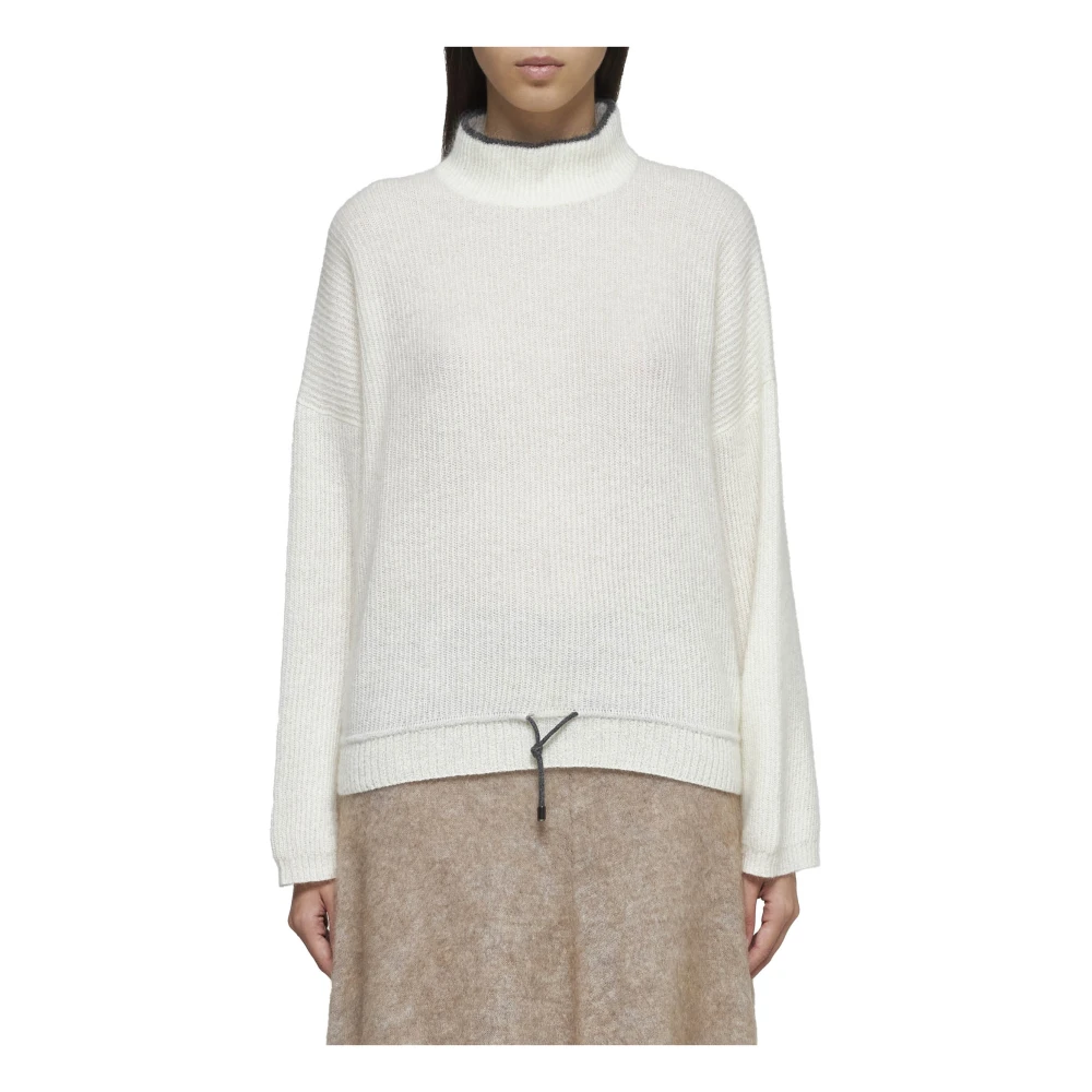 BRUNELLO CUCINELLI Ribgebreide Mohair Wol Trui Beige Dames