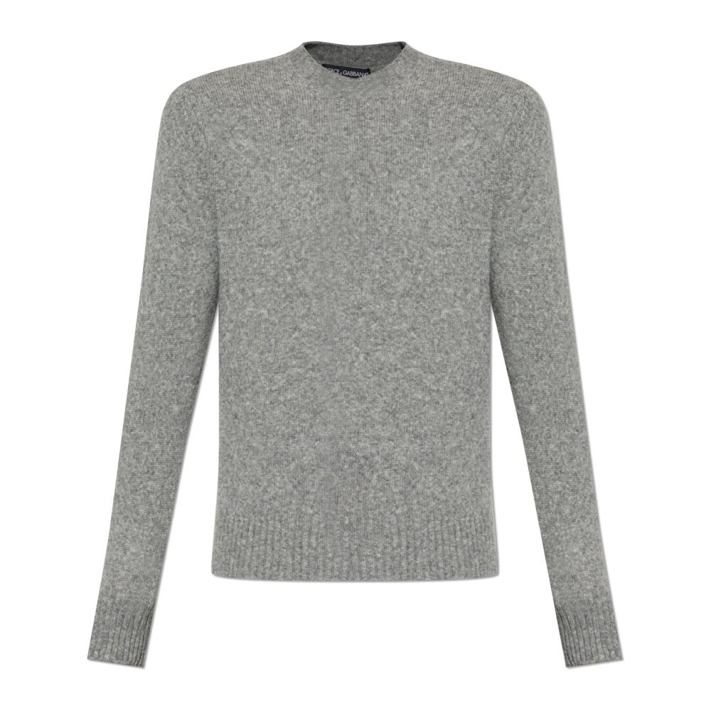 Dolce & Gabbana Gray Jumper With A Crew Neckline - Male - Round-Neck Knitwear - M - Knitwear