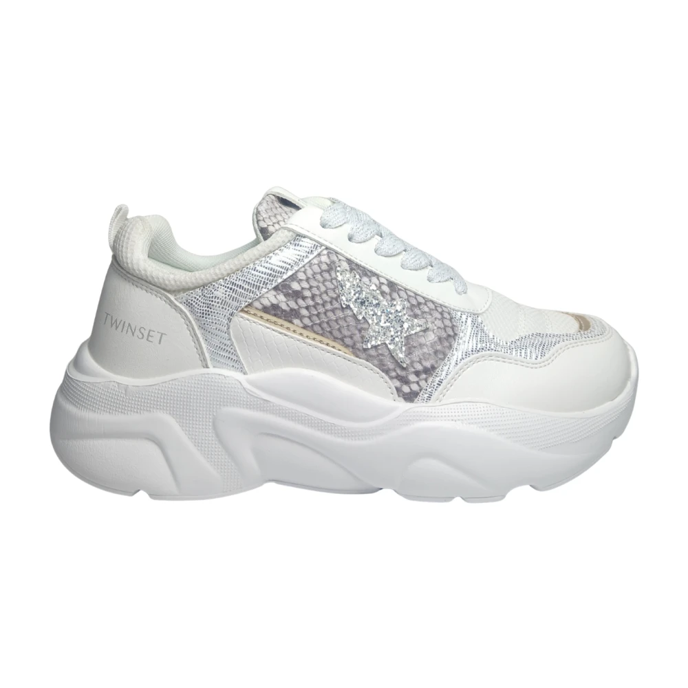 Twinset White Sneakers, Female, 6 Uk, Sneaker Pelle