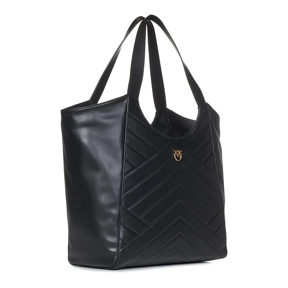 pinko Zwarte leren tas Love Birds Black Dames