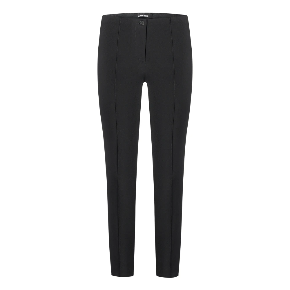 Cambio Women's Black Slim-Fit Trousers, L, Classic Dress Trousers
