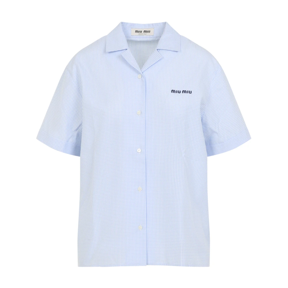 Miu Miu Women's Blue Shirts, Xs, Short-Sleeve Shirt