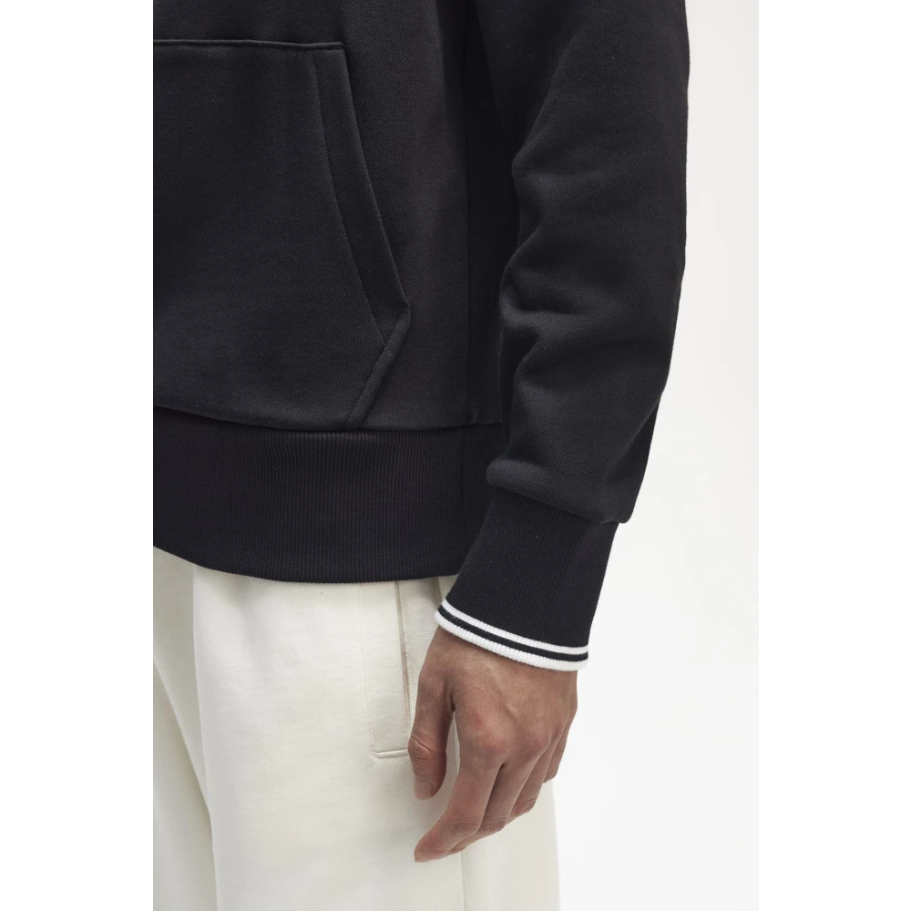 Fred Perry Katoen polyester hoodie met dubbele streep manchetten Black Heren