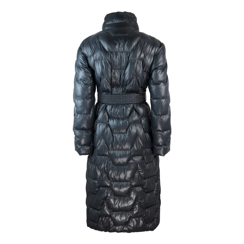 PATRIZIA PEPE Zwarte pareleffect lange jas Black Dames