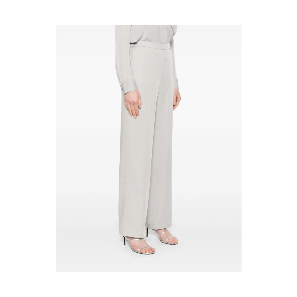 Theory Elastische taille satijnen afwerking broek Gray Dames