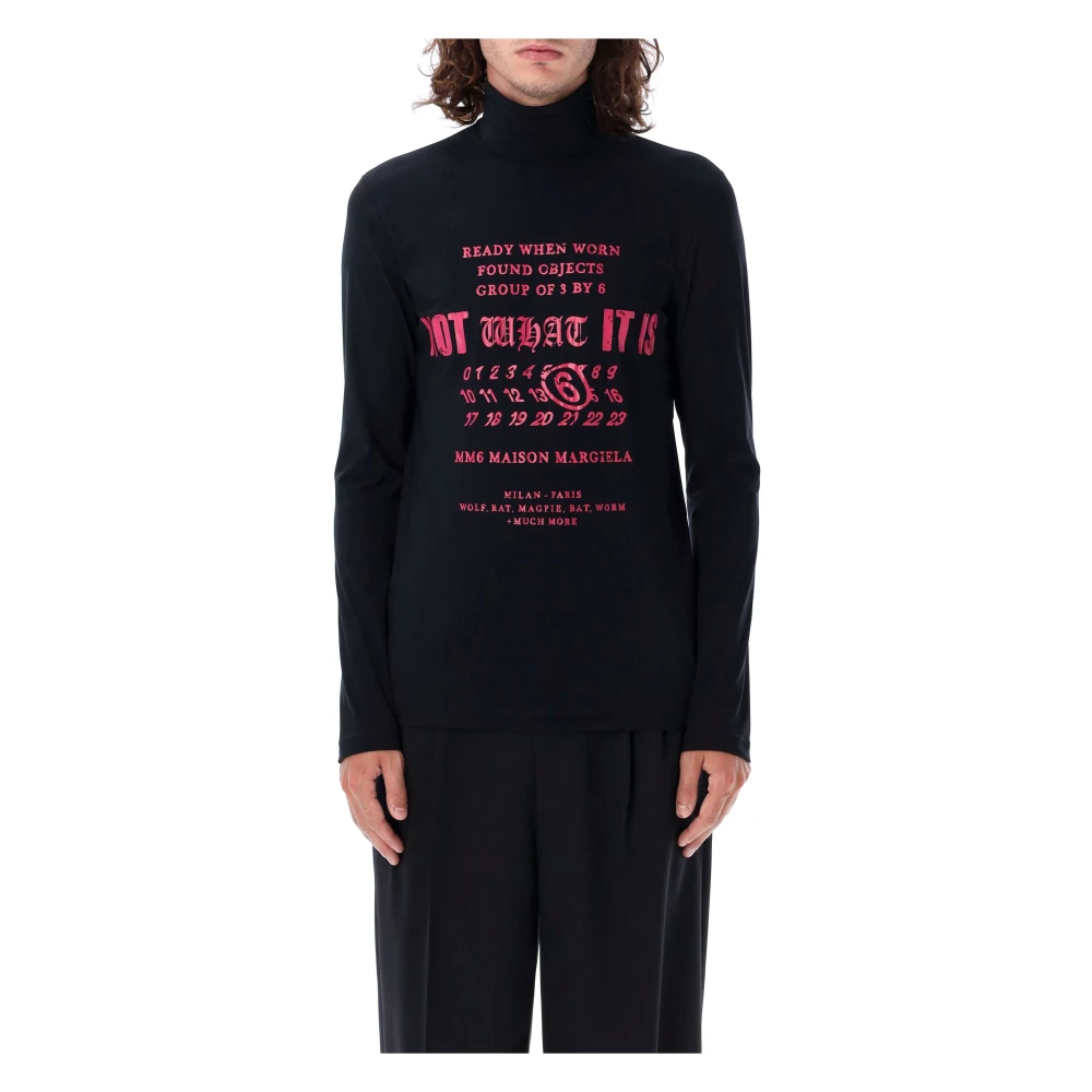 MM6 Maison Margiela Zwart High Neck Top Slim Fit Black Heren