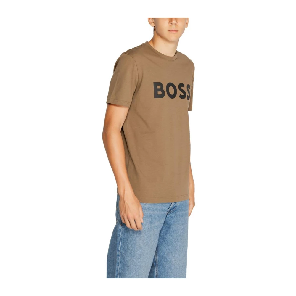 Hugo Boss Minimalistische Katoenen T-shirt Collectie Brown Heren
