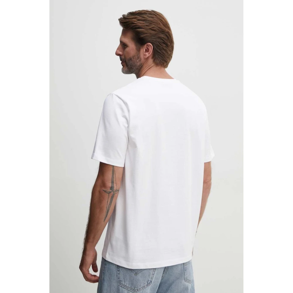 Guess Katoenen Patch Logo T-shirt White Heren