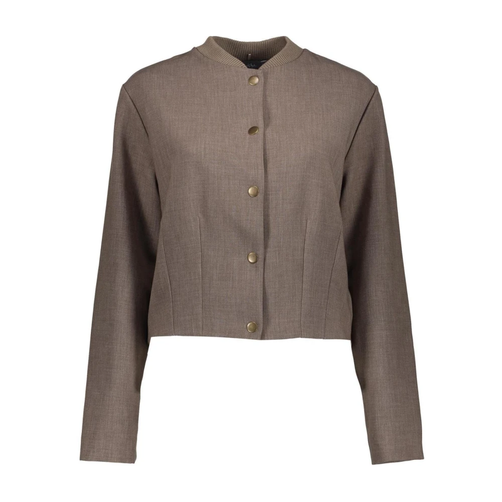 Geisha Bomber Kraag Vest Jas Taupe Beige Dames