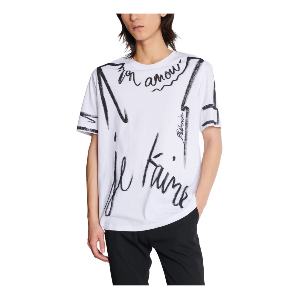 Balmain T-shirt met 'Love Letter' print White Heren