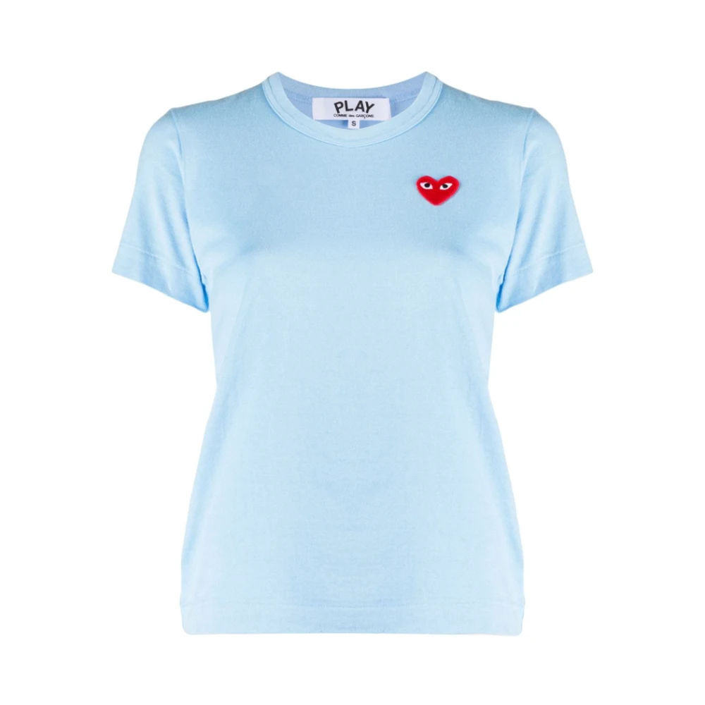 Comme des Garçons Play Geborduurd Hart Logo T-shirt Blue Dames