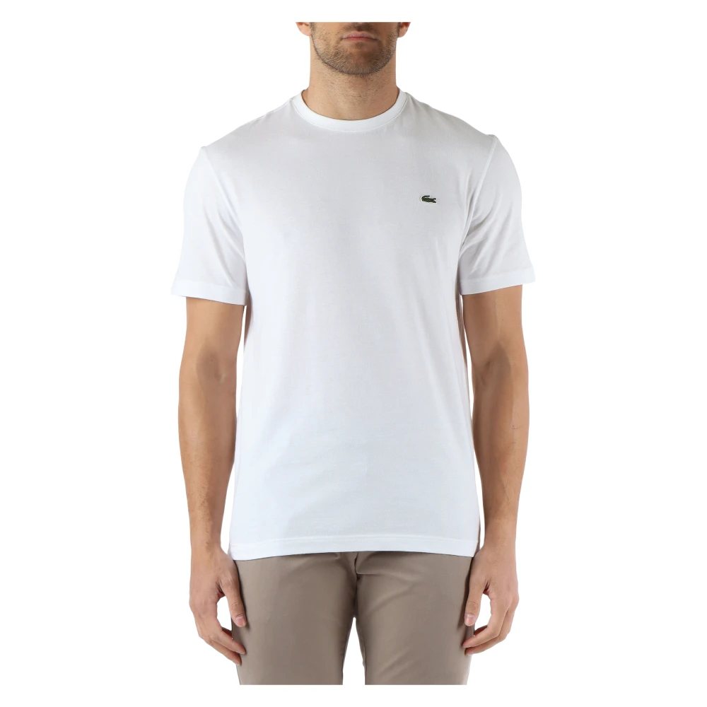Lacoste Regular Fit Katoenen T-shirt met Logo Patch White Heren
