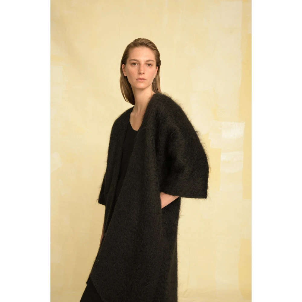 Cortana Diandra jurk in baby alpaca kasjmier en zijde zwart Black Dames