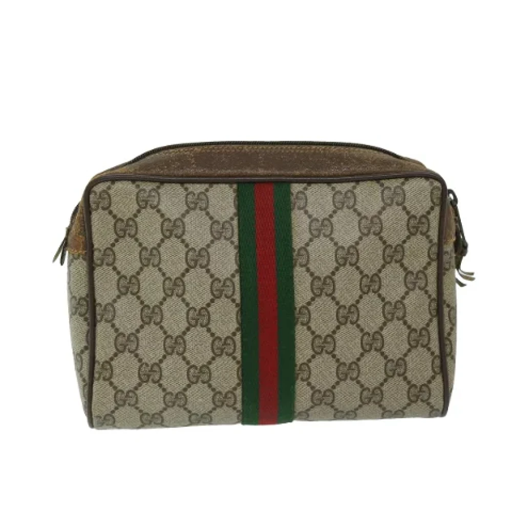 Gucci Vintage Pre-owned Leather clutches Beige Dames