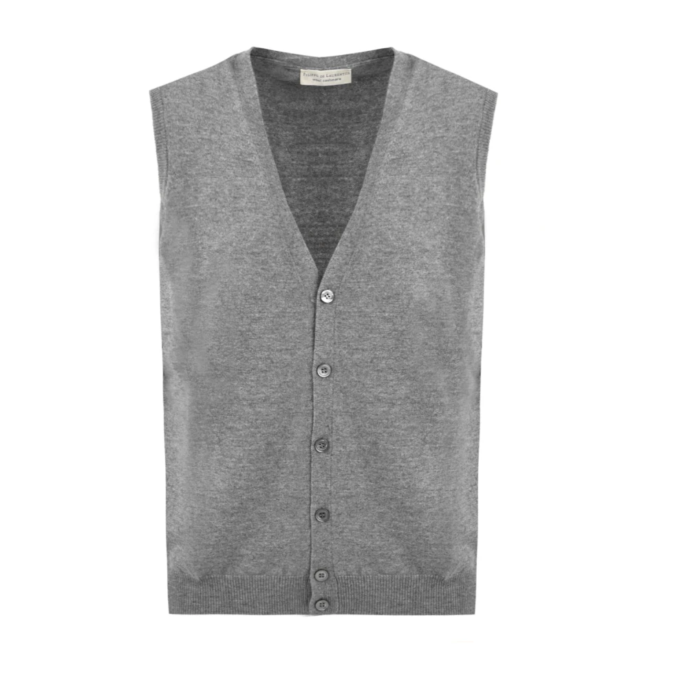 Filippo De Laurentiis Gray Cardigans, Male, M, Buttoned Gilet