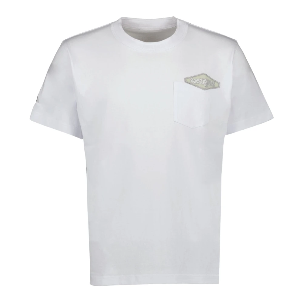 Sacai Logo T-shirt Groen Korte Mouw White Heren